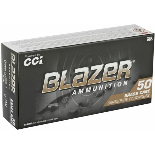 CCI Blazer Brass 9mm Luger Ammunition 124 Grain Full Metal Jacket - 5201 Case of 1000 (20 Boxes of 50)