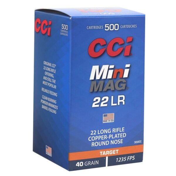 CCI Mini-Mag 22 Long Rifle Ammunition 40 Grain Copper Plated Round Nose - 3050CC Box of 500