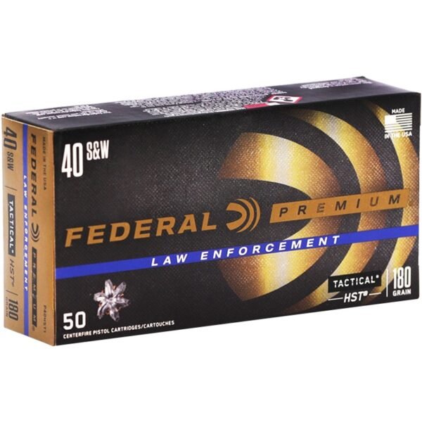 Federal Law Enforcement 40 S&W Ammunition 180 Grain HST Jacketed Hollow Point - P40HST1 Box of 50
