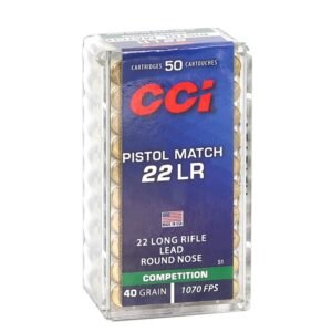 CCI Pistol Match 22 Long Rifle Ammo 40 Grain Lead Round Nose - 0051 (Box of 50)